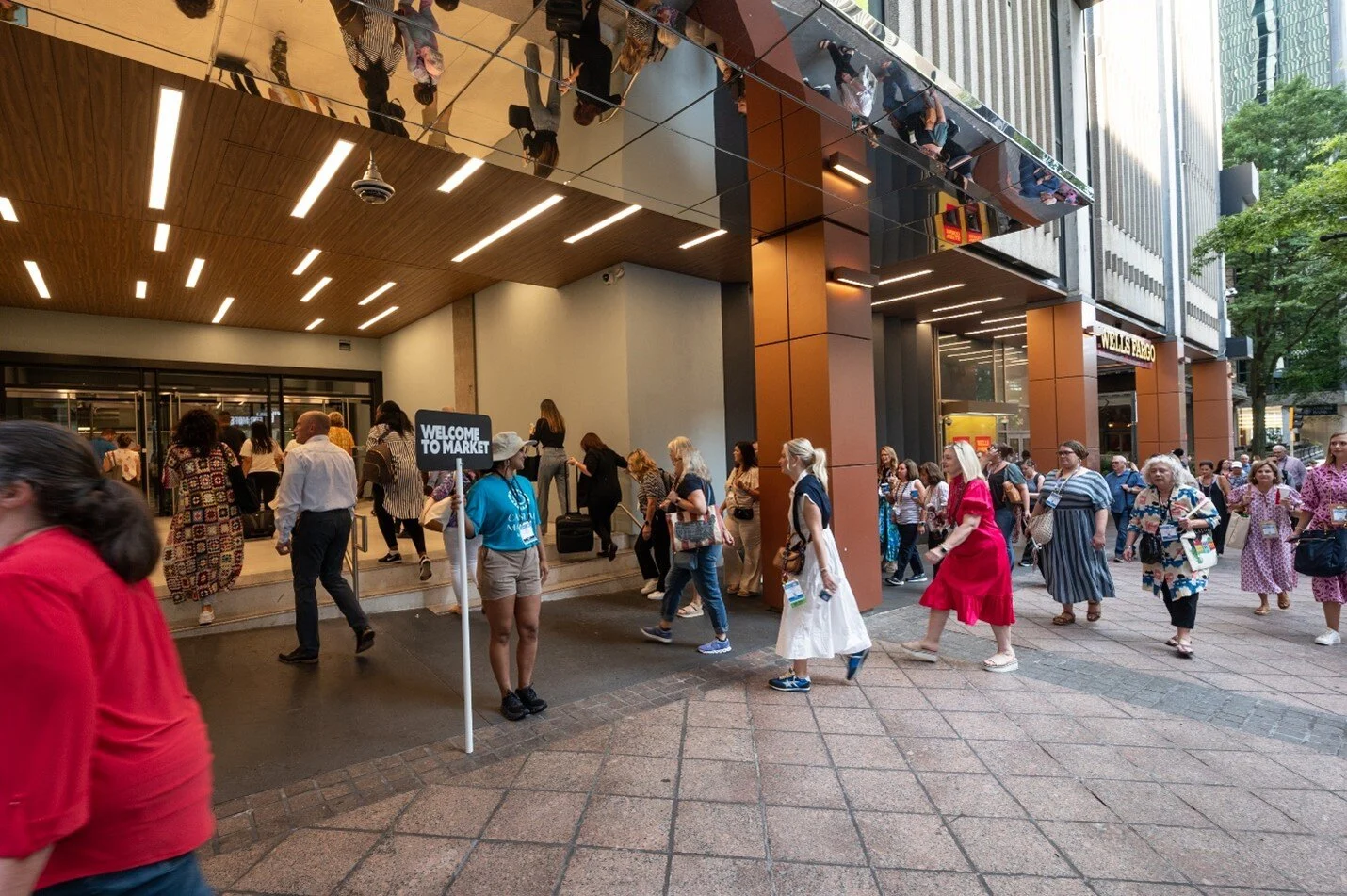 Buyers enter the Atlanta Mart for the summer show